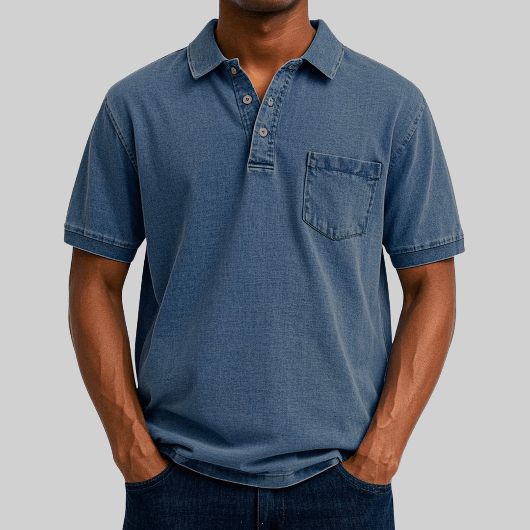 Caelum – Avslappnad pikétröja med modern denimlook | 1+1 gratis eller 2+3 erbjudande
