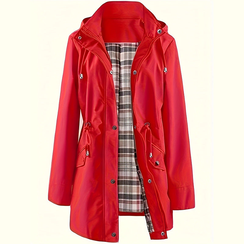 Brina – Vattentålig parkas med huva och rutigt foder