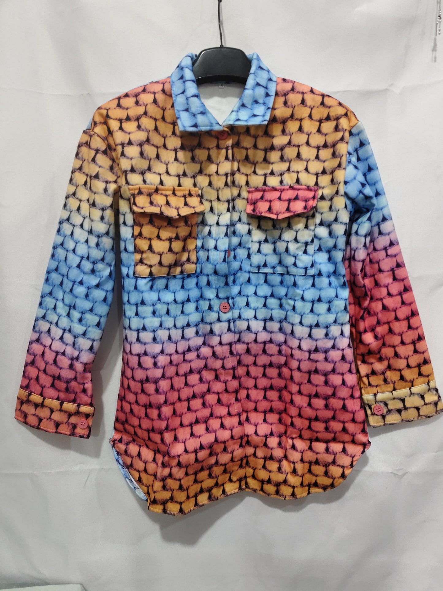 Autumn And Winter Woolen Coat Loose Lapels Breasted Plaid Trench Coat Coat