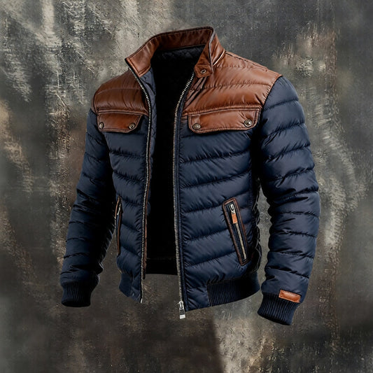 Bramm - Vadderad herrjacka med läderdetaljer på axlarna