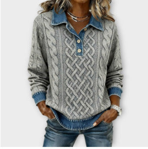 Marit – Tröja med struktur och knapplåsning