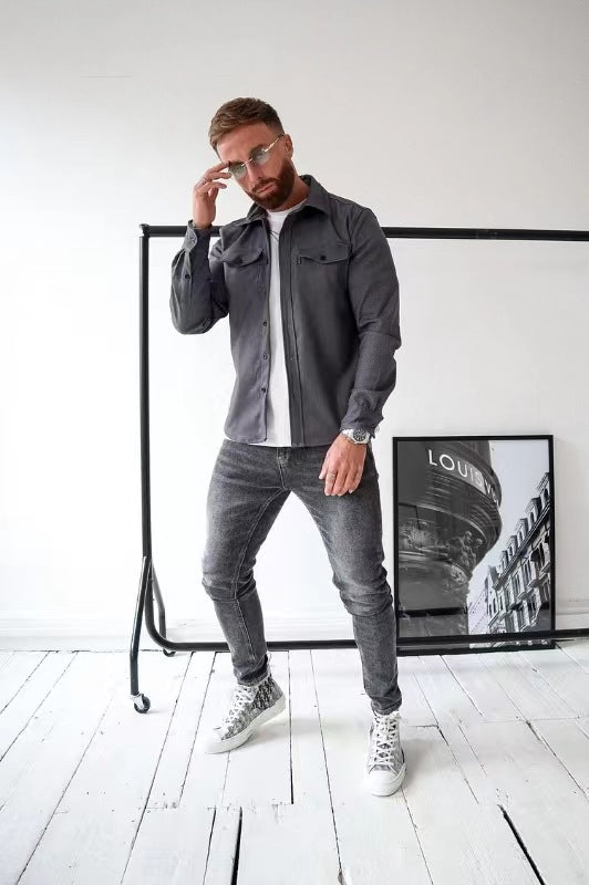 Elias - Beige overshirt met moderne uitstraling