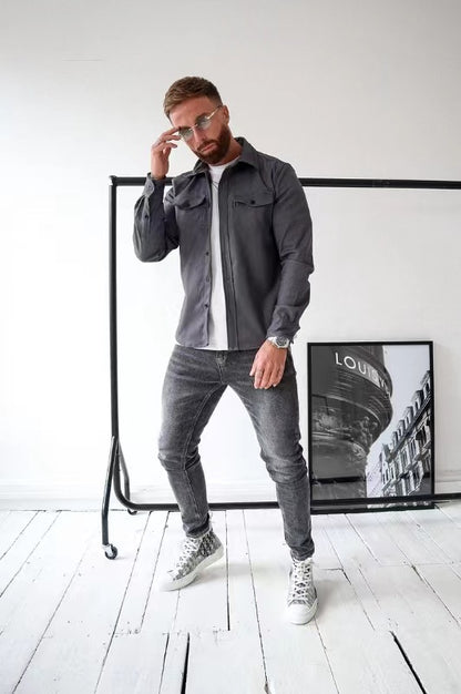 Elias - Beige overshirt met moderne uitstraling