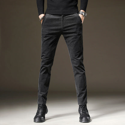 Yarik - Mörkgrå slim fit byxa med raffinerad struktur