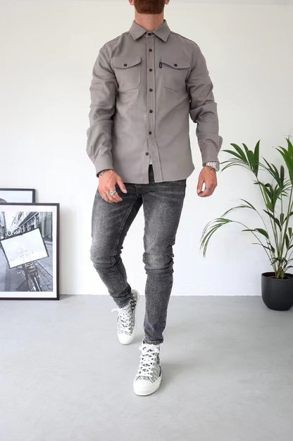 Elias - Beige overshirt met moderne uitstraling