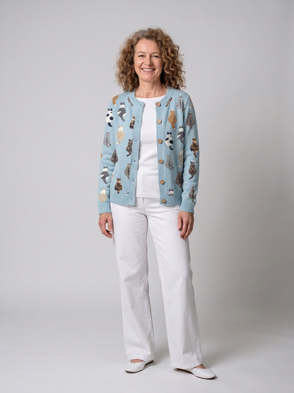 Elsa – Soft cardigan with a charming cat pattern