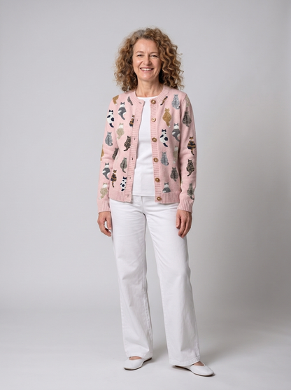 Elsa – Soft cardigan with a charming cat pattern