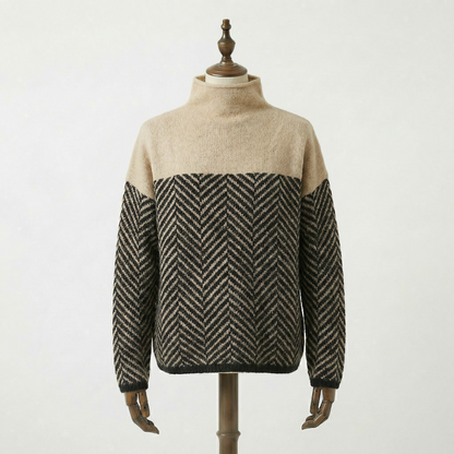 Eira - Stickad tröja med mjuk färgkontrast