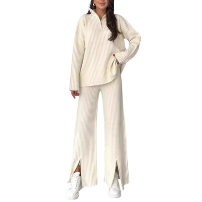 Livia - Bekvämt ribbstickat set för en stilren look