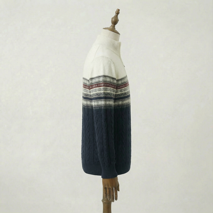 Alrik – Stickad herrtröja med halv dragkedja