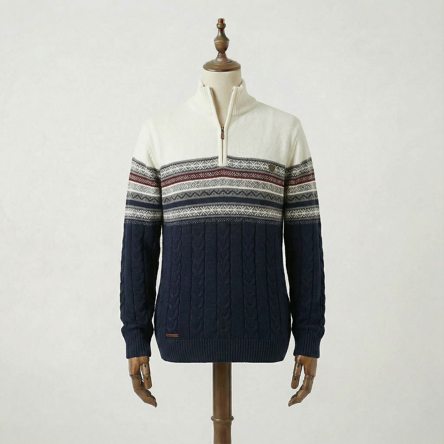 Alrik – Stickad herrtröja med halv dragkedja